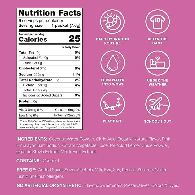 Cure Hydration - Kids Electrolyte Drink Mix | Plant-Based Pediatrician Formulated Rehydration | No Added Sugar, Non-GMO, G...