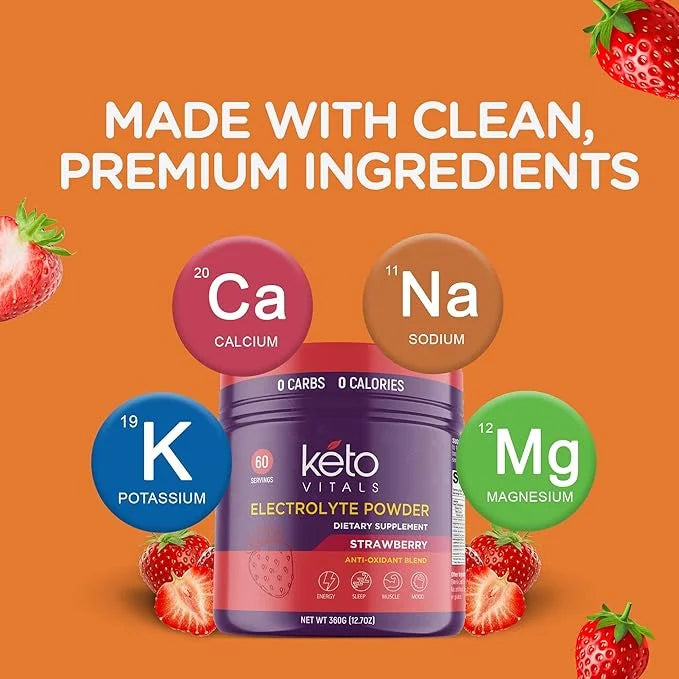 Keto Vitals Electrolytes Powder - Antioxidant Blend Electrolytes with Potassium, Magnesium, Sodium, Calcium | Keto Electro...
