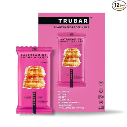 TRUBAR Vegan Protein Bar, Daydreaming About Donuts, Gluten Free, Plant Based Protein, Dairy Free, Non GMO, Soy Free, No Su...