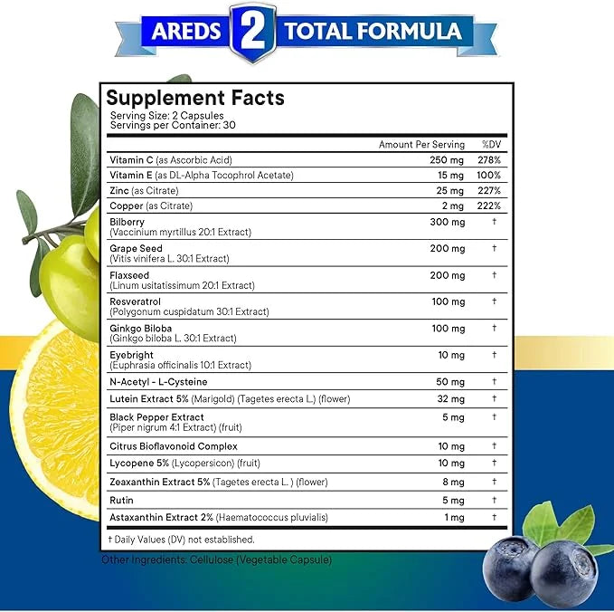 NEW AGE Eye Health Vitamins 6000mg Lutein 40mg Lycopene 40mg Resveratrol 3000mg Grape 6000mg Astaxanthin 60 Count