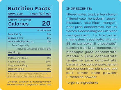 Recess Mood Magnesium Supplement Drink Calming 12 Ounce, 12 (Tropical