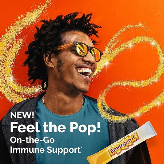 Emergen-C Crystals, On-The-Go Immune Support Supplement with Vitamin C, B Vitamins, Zinc and Manganese, Orange Vitality - ...