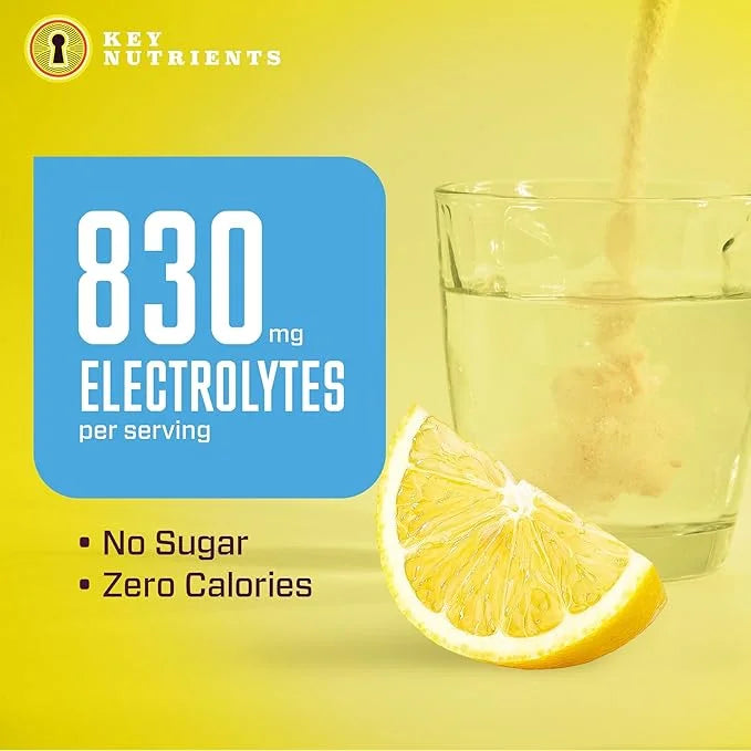 KEY NUTRIENTS Multivitamin Electrolytes Hydration Packets - Refreshing Lemonade Post Workout and Recovery 40 Pack - No Sug...