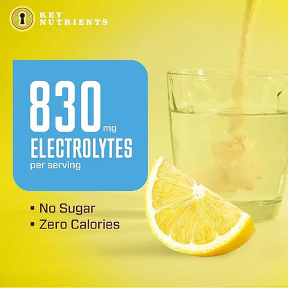 KEY NUTRIENTS Multivitamin Electrolytes Hydration Packets - Refreshing Lemonade Post Workout and Recovery 40 Pack - No Sug...