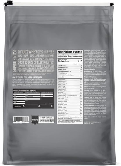 Isopure Zero Carb 100% Pure Whey Isolate Protein Powder, Lactose Free, Gluten Free, With Vitamins, Cookies & Cream, 25g Pr...