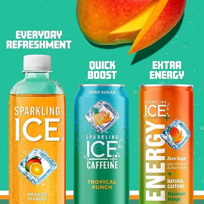 Sparkling Ice, Orange Mango Sparkling Water, Zero Sugar Flavored Water, with Vitamins and Antioxidants, Low Calorie Bevera...