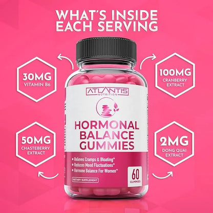 Atlantis Nutrition Hormonal Balance for Women & PMS Relief Gummies - Alleviates Cramps, Bloating, Mood Swings, Hot Flashes...