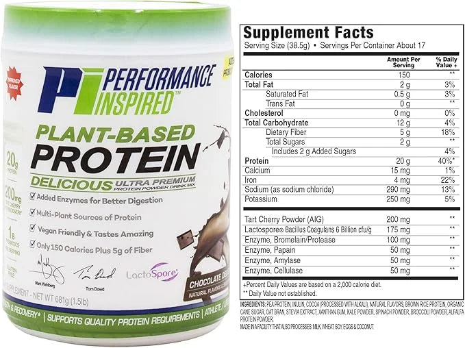 Performance Inspired Nutrition Plant Protein Powder 20G - 1B Probiotics 1.5lb