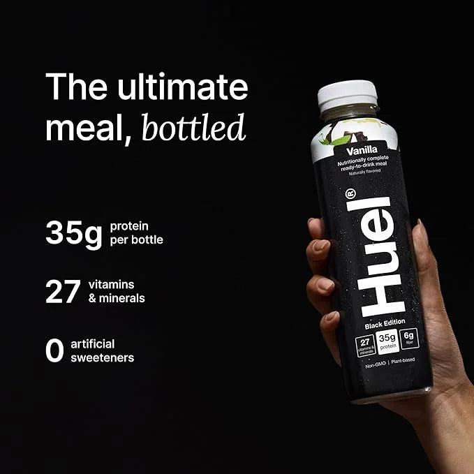 Huel Black Edition Ready-to-Drink, Vanilla Meal Replacement Drink, 35g High Protein, 27 Vitamins and Minerals, Vegan, Glut...