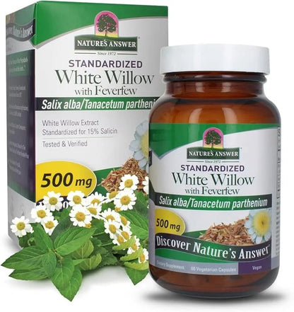 Nature's Answer White Willow with Feverfew 500mg 60-Capsules | Inflammation Support | Supports Joint Function | Gluten-Fre...