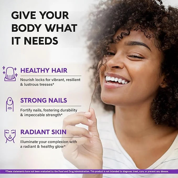 Biotin | Collagen | Keratin - 25,000 mcg B2, B3, B3, B6 B6 & B7 - 120 Capsules, 2 Capsules