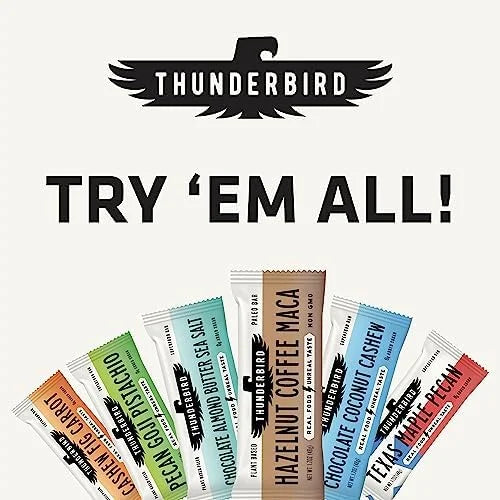 Thunderbird Bars Energy Snack, Gluten-Free with Protein, Healthy Real Food, Vegan Paleo Non-GMO, No Added Sugar, Snickerdo...