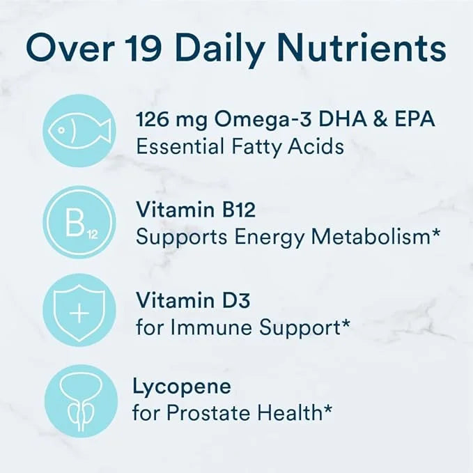 SmartyPants Multivitamin for Men, Gummies: Omega 3 Fish CoQ10, Vitamin D3, C, B12, B6, B6, Vitamin 180 Gummies (30 Day