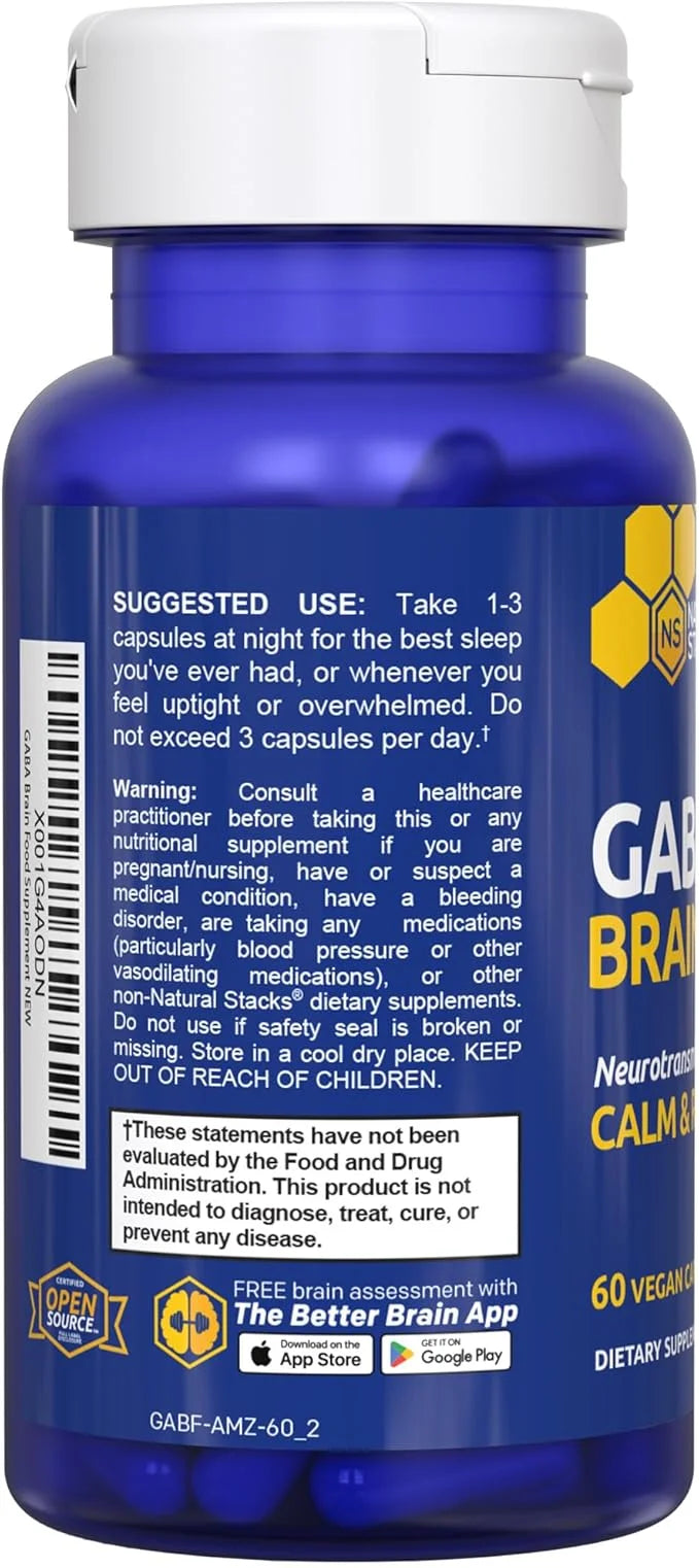 GABA Brain Food - GABA Supplement with L-Citrulline & Grape Seed Extract - Supports Calm & Relaxation - Nighttime Sleep Ai...