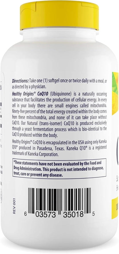 Healthy Origins Natural CoQ10 (Kaneka Q10), 100 mg 300 Softgels