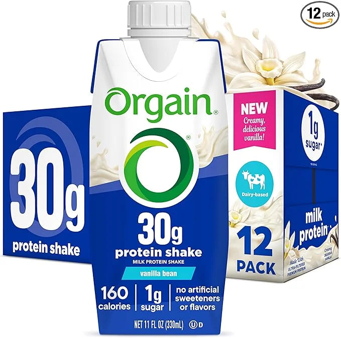 Orgain 30g High Protein Shake, Dairy Isolate Milk Protein, Vanilla Bean, 6g BCAAs, 1g Sugar Per Serving, Meal Replacement,...