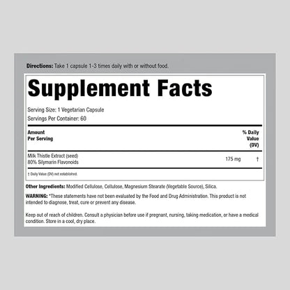 Lindberg Milk Thistle Extract 175 Mg, 60 Vegetarian 80% Silymarin