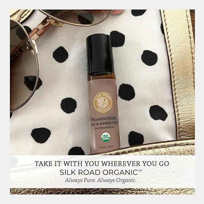 Organic Frankincense Oil & Myrrh Essential Oil Roll On, 100% Pure USDA Certified Aromatherapy for Body Aches, Stiffness & ...