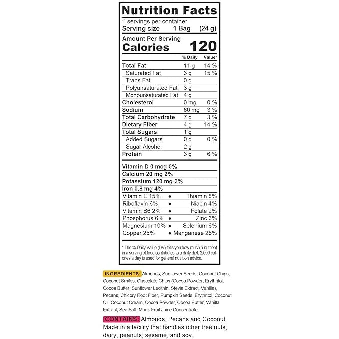 TGB Chocolate Chip Granola Bites, Keto Snack, No Added Sugar, Gluten Free, Good Source of Fiber, 0.85oz Bag (Pack of 6) - ...