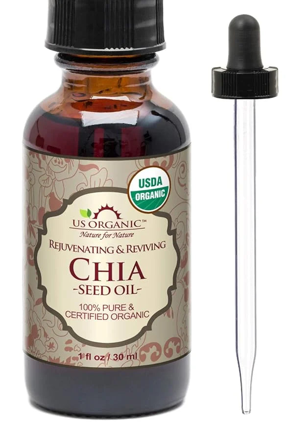 US Organic Chia Seed Oil, Certified Organic, Pure & Natural, Cold Pressed Virgin, Unrefined, Sourced from Paraguay, in Amb...