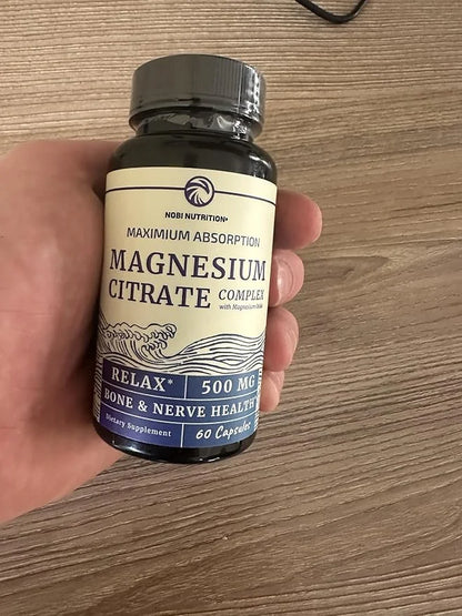 Magnesium Citrate Complex 500 MG for Calm, Relaxation, Constipation & Digestion Support | High Absorption Magnesium Supple...