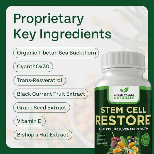 Stem Cell Restore - Regenerative Healing - Healthy Aging Reset - Brain and Cognitive Support - Cartilage, Heart and Kidney...