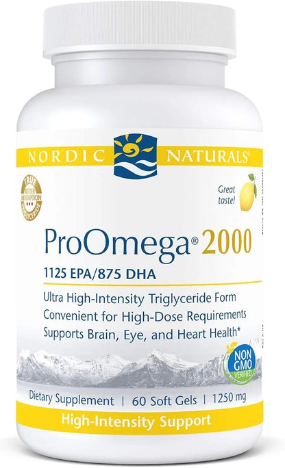 Nordic Naturals ProOmega 2000, Lemon Flavor 2150 mg Omega-3 - 60 Soft 30 Servings