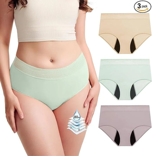 BATTEWA Incontinence Underwear for Women Hi-Waist (3Color,Large,3-Pack)