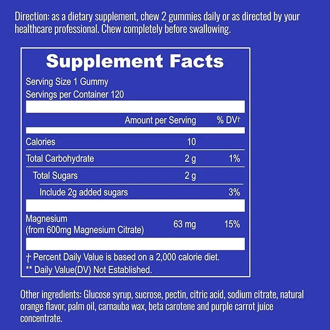 UpNourish Magnesium Gummies for Adults & Kids Magnesium Citrate Gummies 600mg, Calm Supplement for Muscle Relaxation, Bone...