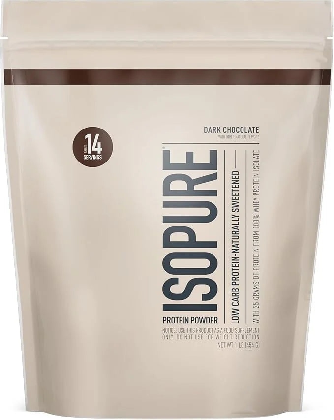 Isopure Low Carb 100% Pure Whey Isolate Protein Powder, Lactose Free, Gluten Free, With Vitamins, Dark Chocolate, 25g Prot...