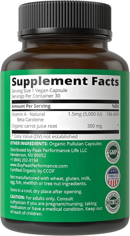 Peak Performance Certified Organic Vitamin A 5000 IU