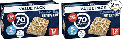 Fiber One 70 Calorie Soft-Baked Bars, Birthday Cake, Snack Bars, 12 ct (Pack of 2) - Product Image