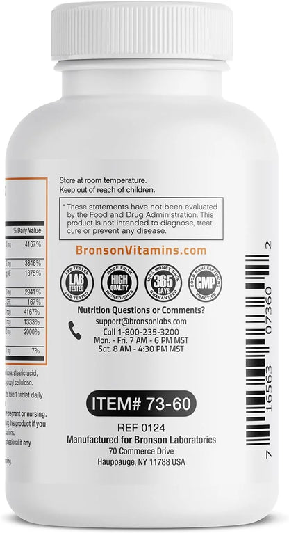 Bronson Super B Vitamin B Complex B1, B2, B2, B3, B3, B6, B6, B9 B9 - B12) Contains 60 Tablets