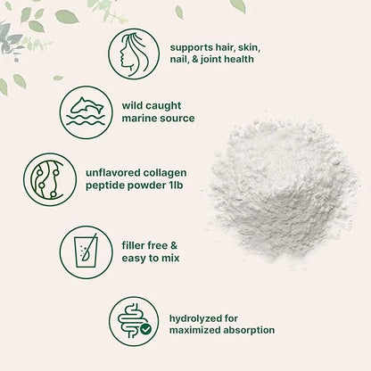 Micro Ingredients Marine Collagen Peptides, 1lb (37 Servings)