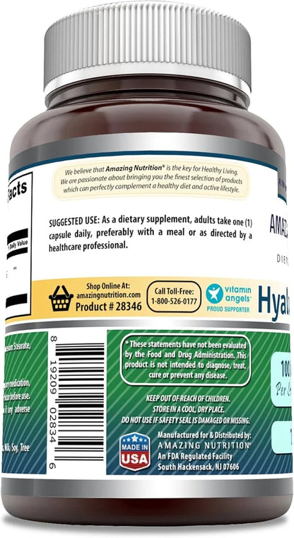 Amazing Formulas Hyaluronic Acid 100 Mg Capsules Supplement | Non-GMO | Gluten Free | Made in USA (1 Pack, 60 Count) - Pro...