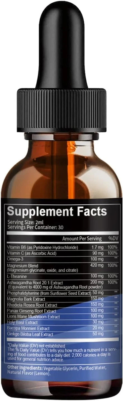 cortisol Supplement Liquid Drops Hormone Balance for Women Men with Magnesium Complex,Ashwagandha,Rhodiola Rosea,L Theanin...