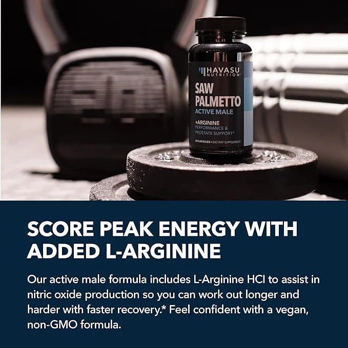Saw Palmetto 500mg and L-Arginine 500 mg - Prostate Health and Nitric Oxide Supplements for Men - 60 Count - Urinary Funct...