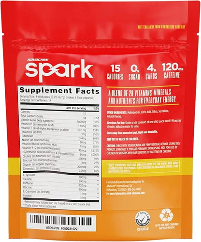 AdvoCare Spark Vitamin & Amino Acid Supplement - Focus & Energy Drink Powder Mix with Vitamin A, B-6, C & E - Also Include...
