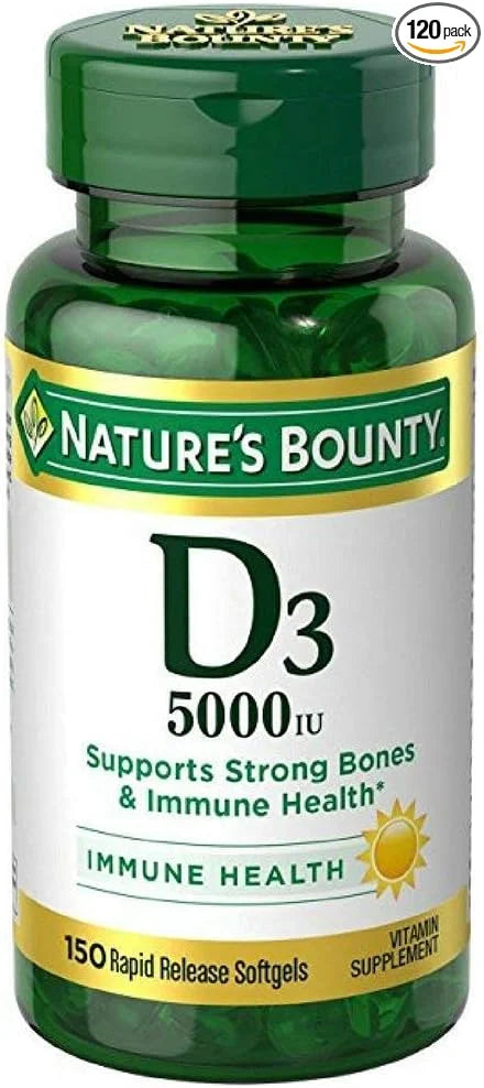 Nature's Bounty Vitamin D-5000 IU Softgels, 100 ea 12)