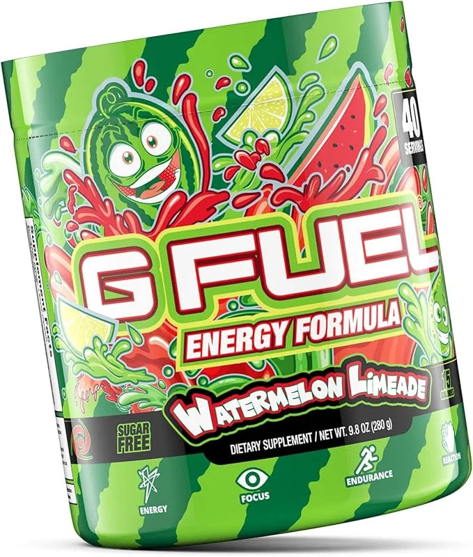 G Fuel Watermelon Limeade Energy Drink Powder, Pre Workout Caffeine Powder, Energy Powder Drink Mix for Gaming, Sugar Free...