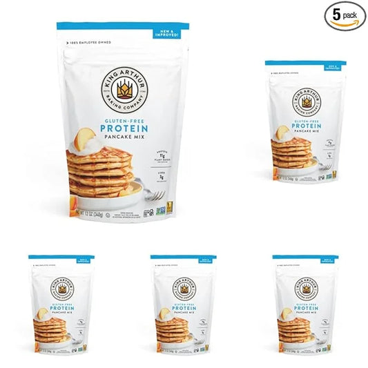 King Arthur Flour Gluten Free Protein Pancake Mix, Non-GMO Project Verified, No Sugar Added, Non-Dairy, 12 Oz (Pack of 5) ...