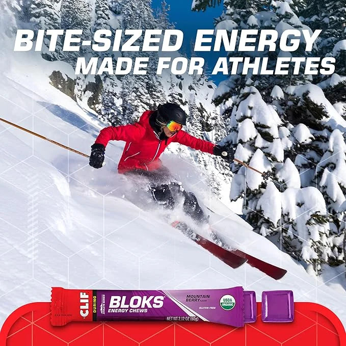 CLIF BLOKS - Mountain Berry Flavor - Energy Chews - Non-GMO - Plant Based - Fast Fuel for Cycling and Running - Quick Carb...