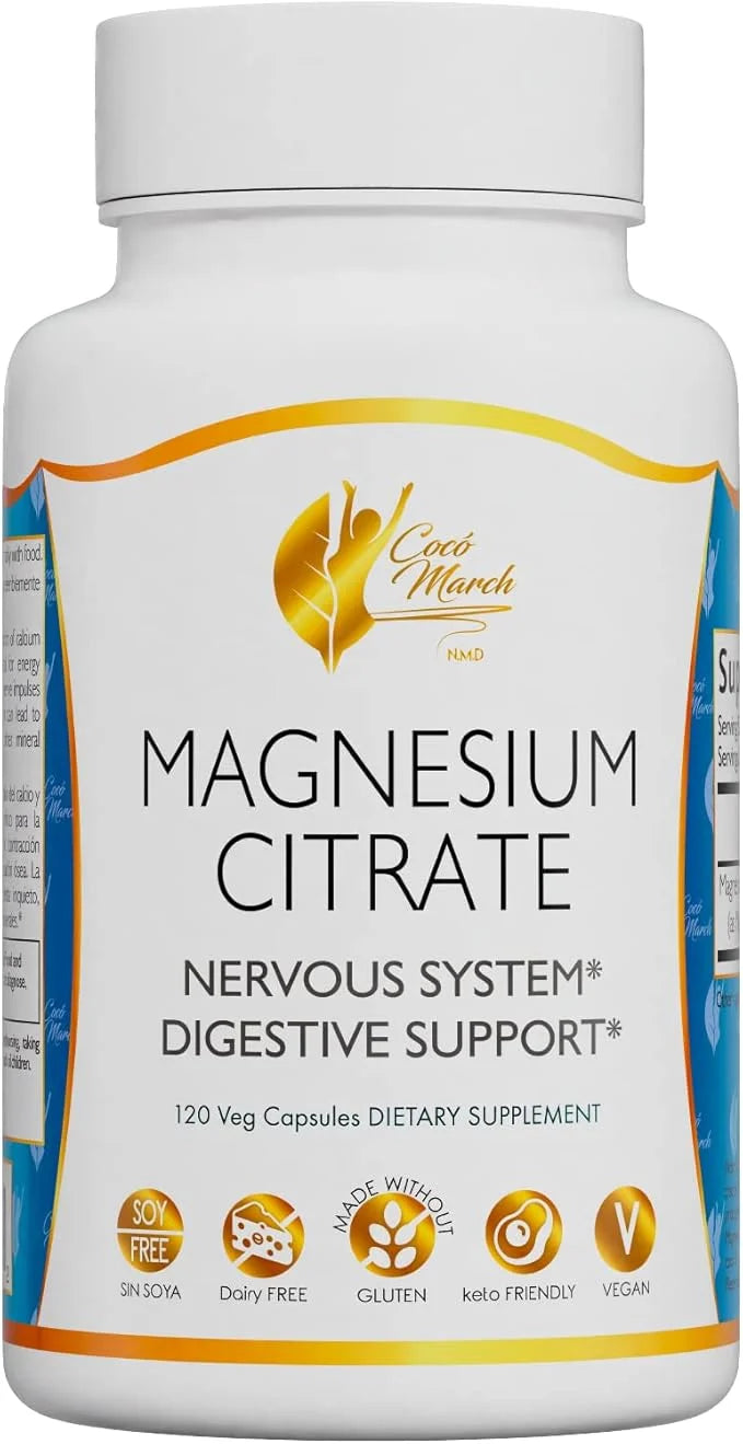 Coco March Magnesium Citrate - Relaxation- Sleep - Nervous & Digestive System Support, Gluten Free, Soy Free, Dairy Free, ...