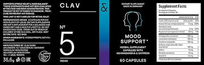 CLAV N°5 Mood Support Supplement 5-HTP Griffonia 60 Capsules