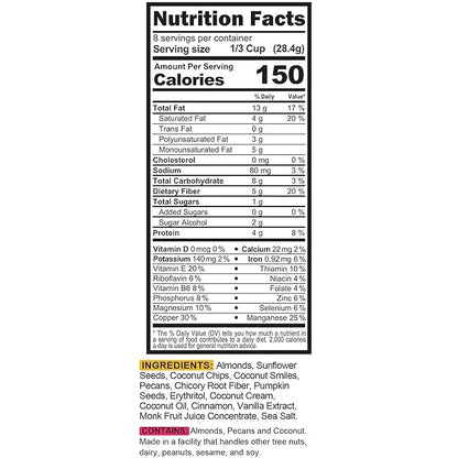 TGB Cinnamon Granola Cereal, Keto Friendly Snack, No Added Sugar, Gluten Free, High Fiber, 8oz Resealable Bag (Pack of 1) ...