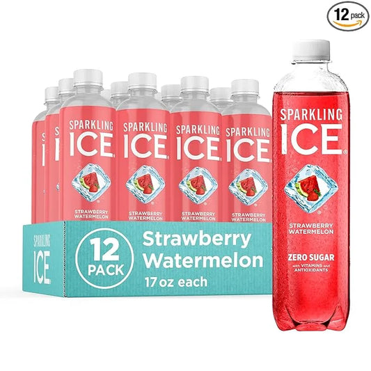 Sparkling Ice, Strawberry Watermelon Sparkling Water, Zero Sugar Flavored Water, with Vitamins and Antioxidants, Low Calor...
