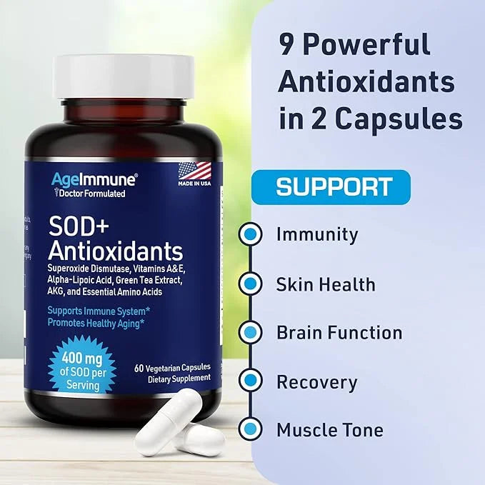 SOD Antioxidants Complex Healthy Aging Supplement 400mg of -60 Capsules