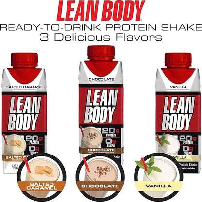 Lean Body Ready-to-Drink Vanilla Protein Shake, 20g Protein, Whey Blend, 0 Sugar, Gluten Free, 22 Vitamins & Minerals, (Re...
