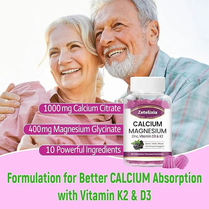 Sugar Free Calcium Gummies for Women D3 & K2, Calcium 120 Count