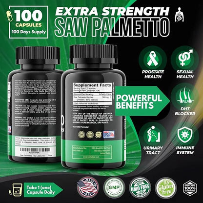 Saw Palmetto for Men - Prostate Health Supplements for Men Urinary Health - Natural DHT Blocker, 500mg Extra Strength Hair...